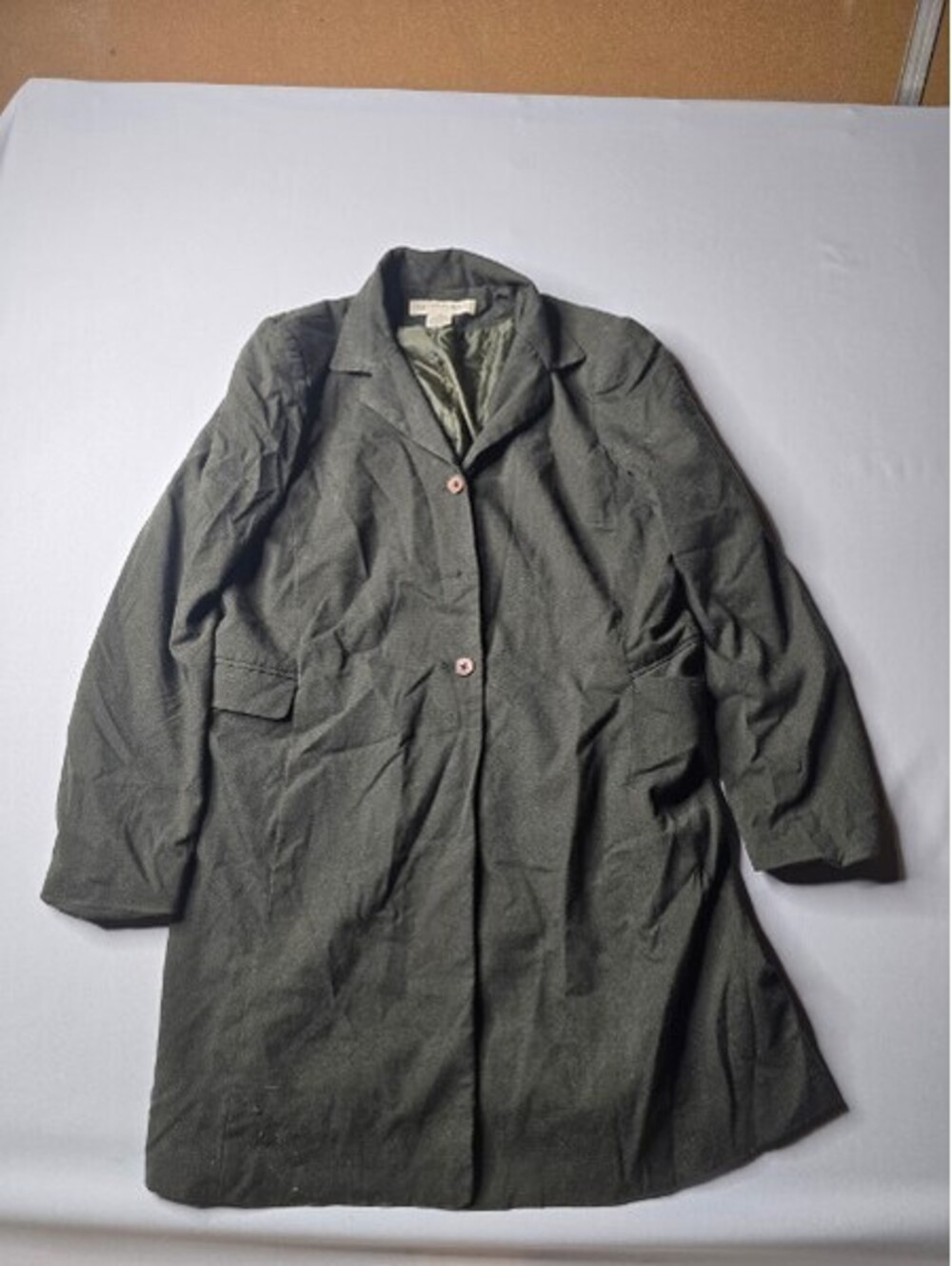 Apostrophe Green Button Front Utility Jacket Coat Women's Size 12 - Flaw